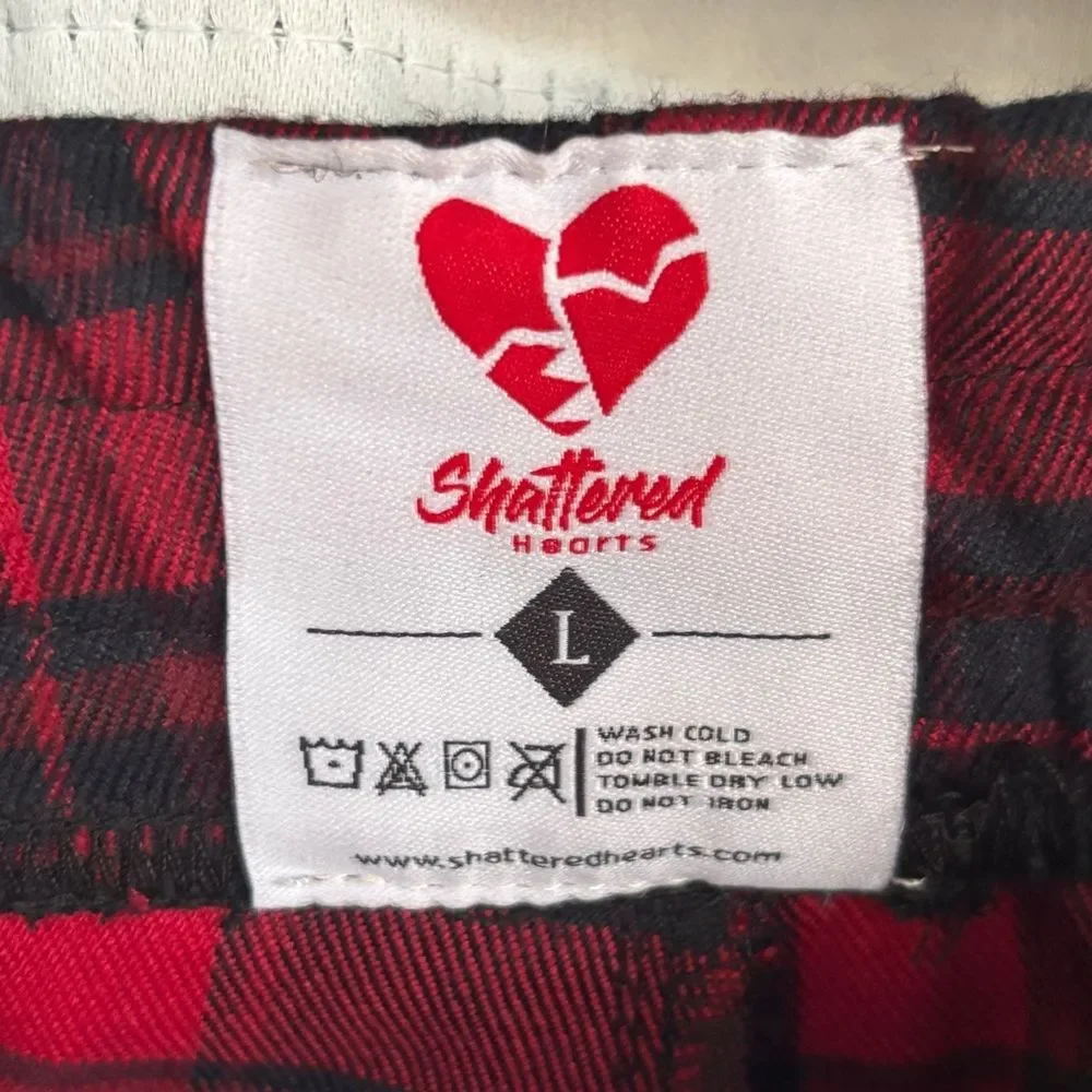 Men’s Boutique Shattered Hearts Plaid Pants Streetwear Emo Grunge Goth